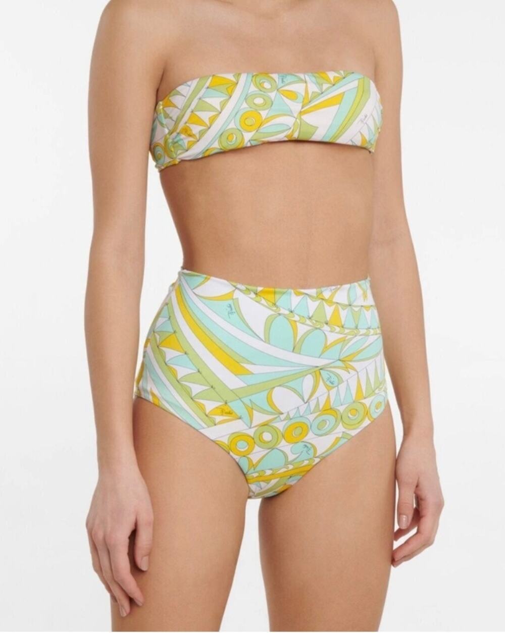 Emilio Pucci Geometric Bandierine Print Bikini Bottoms SZ 46